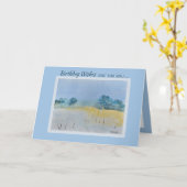 Winter Schilderachtig Landschap Verjaardagsgroeten Kaart (Gele Bloem)