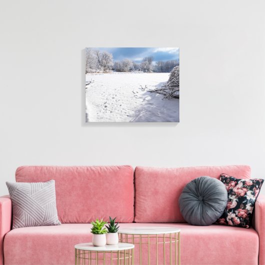 winter schilderachtig langs vijver en bossen van s canvas afdruk (Insitu (Woonkamer))