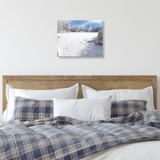 winter schilderachtig langs vijver en bossen van s canvas afdruk (Insitu (Slaapkamer))