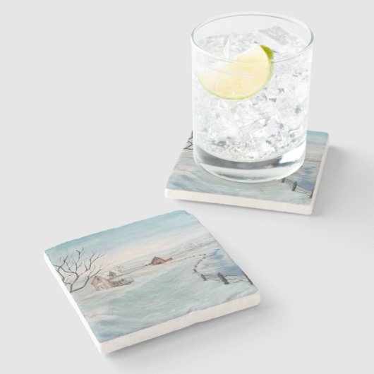 Winter Schilderen door Sherry Shedenhelm Stenen Onderzetter (Zijkant)