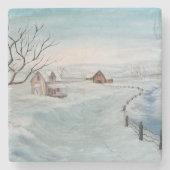 Winter Schilderen door Sherry Shedenhelm Stenen Onderzetter (Voorkant)