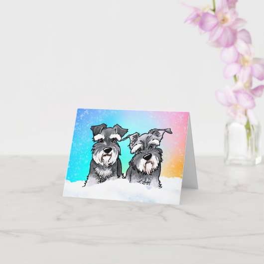 Winter Schnauzer Blank Kaart (Orchidee)