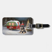 Winter Schnauzer Caravan Kerstavontuur Bagagelabel (Voorkant horizontaal)