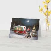 Winter Schnauzer Caravan Kerstavontuur Kaart (Gele Bloem)