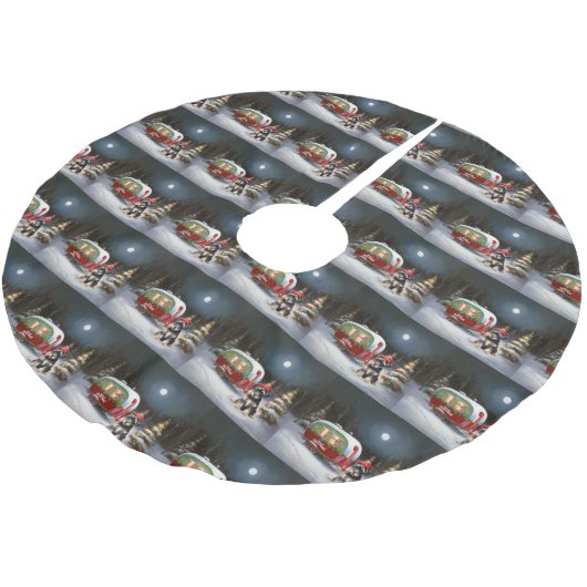 Winter Schnauzer Caravan Kerstavontuur Kerstboom Rok (Gekanteld)