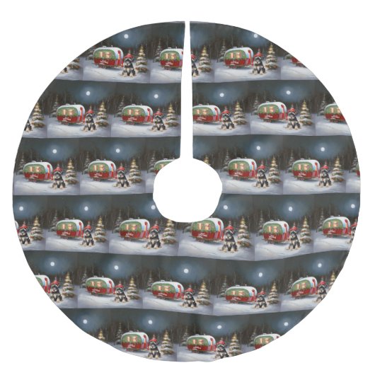 Winter Schnauzer Caravan Kerstavontuur Kerstboom Rok (Voorkant)