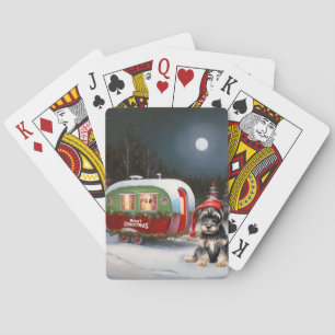 Winter Schnauzer Caravan Kerstavontuur Pokerkaarten