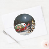Winter Schnauzer Caravan Kerstavontuur Ronde Sticker (Envelop)