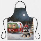 Winter Schnauzer Caravan Kerstavontuur Schort (Voorkant)