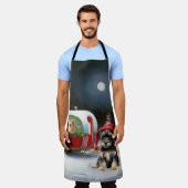 Winter Schnauzer Caravan Kerstavontuur Schort (Gedragen)