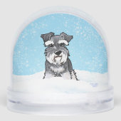 Winter Schnauzer Christmas Art Sneeuwbol (Achterkant)