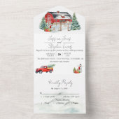 Winter Schuur Kerstsneeuw All In One Uitnodiging (Binnen)