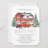 Winter Schuur Kerstvakantie Diner Party Kaart (Voorkant)