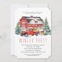 Winter Schuur Kerstvakantie Diner Party Kaart