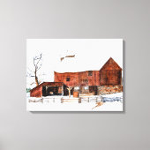 Winter Schuur Schilderij Canvas Print (Voorkant)