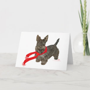 Winter Scottie in warme sjaal Feestdagen Kaart