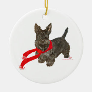 Winter Scottie in warme sjaal Keramisch Ornament