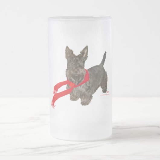 Winter Scottie in warme sjaal Matglas Bierpul (Center)