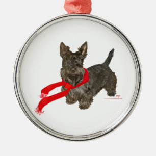 Winter Scottie in warme sjaal Metalen Ornament