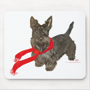 Winter Scottie in warme sjaal Muismat
