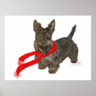 Winter Scottie in warme sjaal Poster