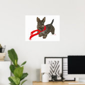 Winter Scottie in warme sjaal Poster (Thuiskantoor)