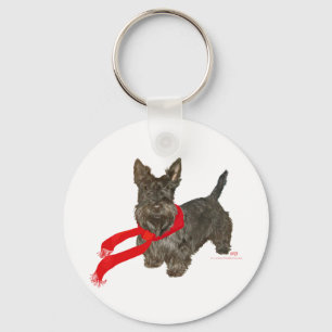 Winter Scottie in warme sjaal Sleutelhanger