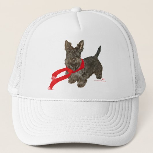Winter Scottie in warme sjaal Trucker Pet (Voorkant)