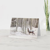 Winter Scottish Stag Painting by MirandaPA Card Kaart (Voorkant)