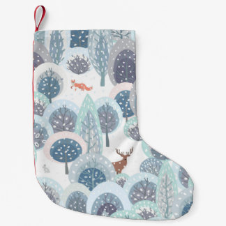 Winter seamless pattern with abstract flat handdra kleine kerstsok