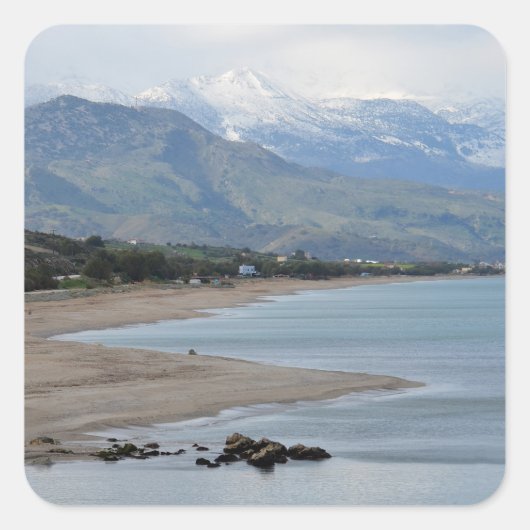 Winter Seascape-Stickers Vierkante Sticker (Voorkant)