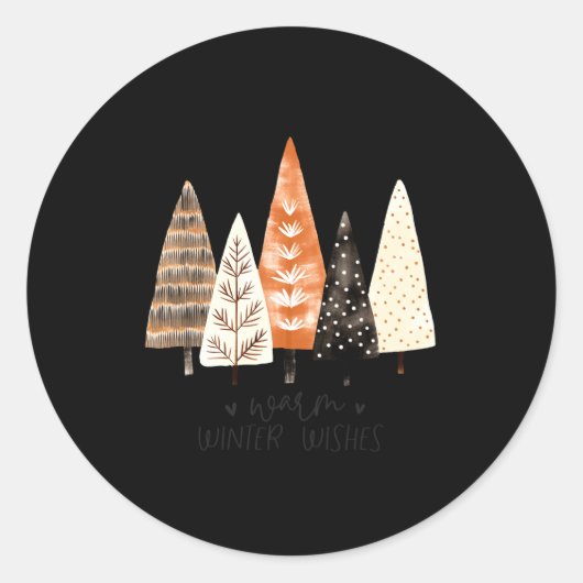 Winter Season Simple Ne Trees  Ronde Sticker (Voorkant)