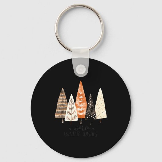 Winter Season Simple Ne Trees  Sleutelhanger (Voorkant)