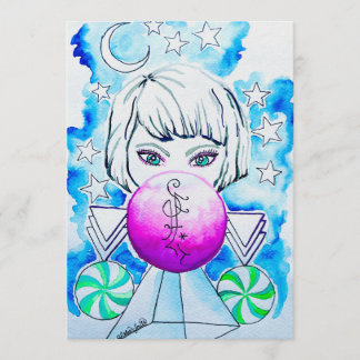 Winter Season Sorceress Watercolor Kaart