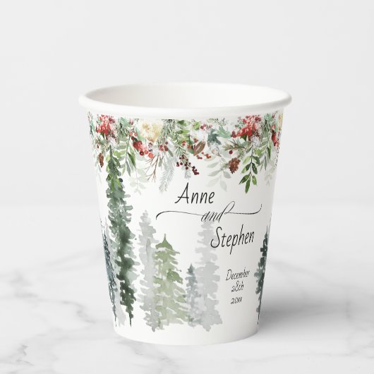 Winter Season Weddenschap Woodland Paper cup Papieren Bekers (Voorkant)