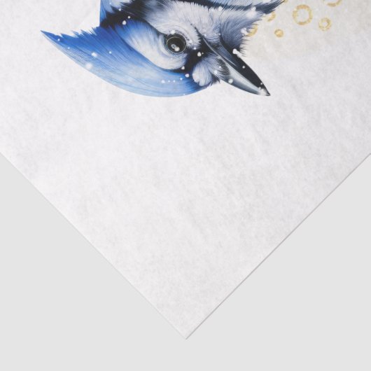 Winter Seizoen Blauwe Jay Vogel Tissuepapier (Detail)