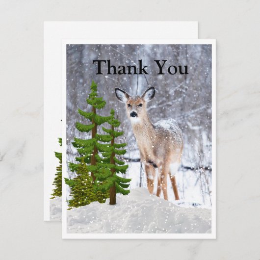Winter Seizoen met Deer en Snow Hartelijk dank (Voorkant / Achterkant)
