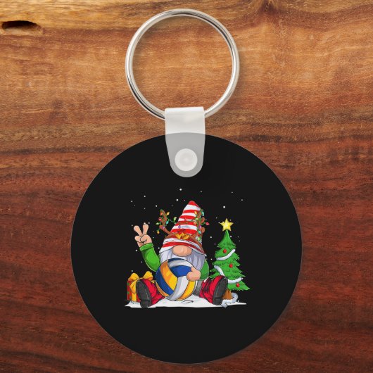 Winter Seizoen Volleybal Gnome Kerstmis voor Jonge Sleutelhanger (Voorkant)
