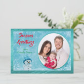 Winter Seizoenen Groeten Kerstfeest Nieuwjaar Foto Feestdagenkaart (Staand voorkant)