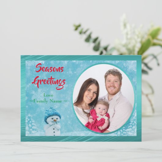 Winter Seizoenen Groeten Kerstfeest Nieuwjaar Foto Feestdagenkaart (Staand voorkant)
