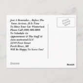 Winter Seizoensbevorderingen Benoemingsherinnering Briefkaart (Achterkant)