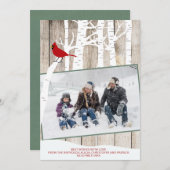 Winter seizoensgebonden berkenbomen foto rustieke  feestdagenkaart (Voorkant / Achterkant)