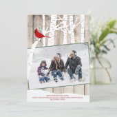 Winter seizoensgebonden berkenbomen foto rustieke  feestdagenkaart (Staand voorkant)