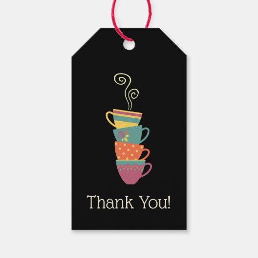 Winter seizoensgebonden theefeest dank u gestapeld cadeaulabel (Voorkant)