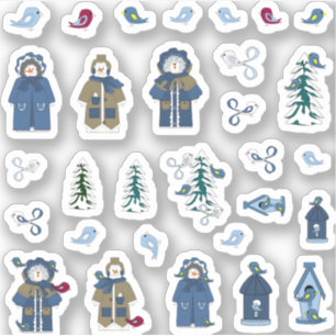 Winter Seizoensgebonden Vinyl Sticker (3" x 3") Co