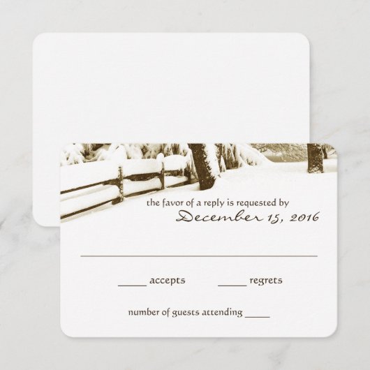 Winter Sereniteit Trouwreactiekaart RSVP Kaartje (Voorkant / Achterkant)
