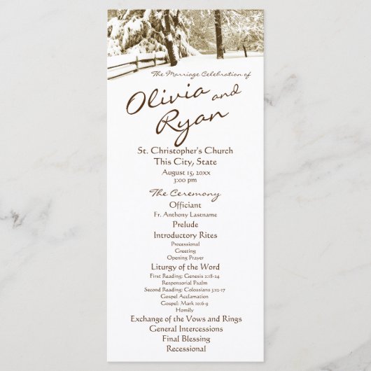 Winter Serenity Country Wedding Programmakaart (Voorkant)