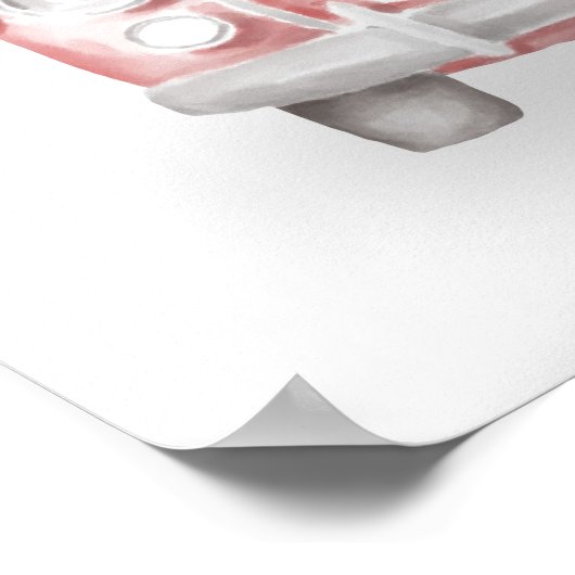 Winter Serenity: Snowy Mountain Landschap met Auto Poster (Hoek)