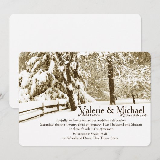 Winter Serenity Wedding Kaart (Voorkant / Achterkant)