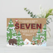 Winter Seven verjaardagsfeestje uitnodiging (Staand voorkant)